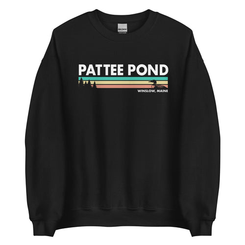 Loon & Pine Trees Retro Stripes Pattee Pond Crewneck Sweatshirt