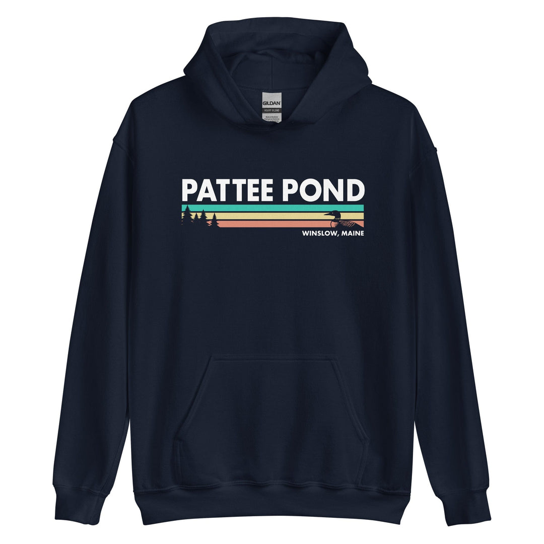 Loon & Pine Trees Retro Stripes Pattee Pond Hoodie Sweatshirt-207 Threads