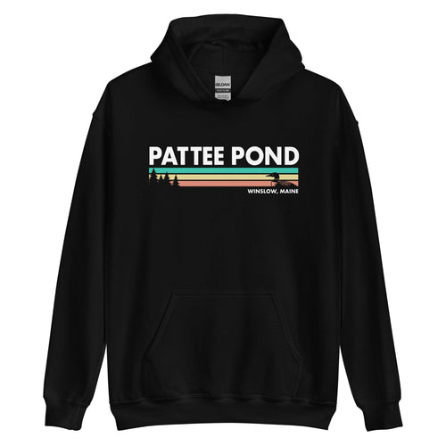 Loon & Pine Trees Retro Stripes Pattee Pond Hoodie Sweatshirt