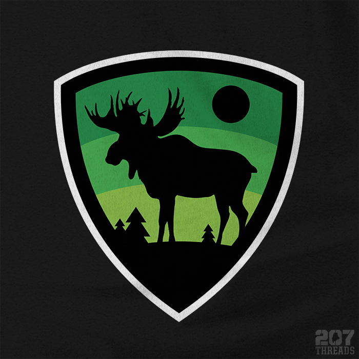 Maine Moose Badge T-Shirt - 207 Threads