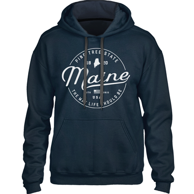 Maine Sweatshirt - Pine Tree State Badge Logo - Cozy & Warm Premium Hooded Sweatshirt (Unisex Hoodie) - 207 Threads