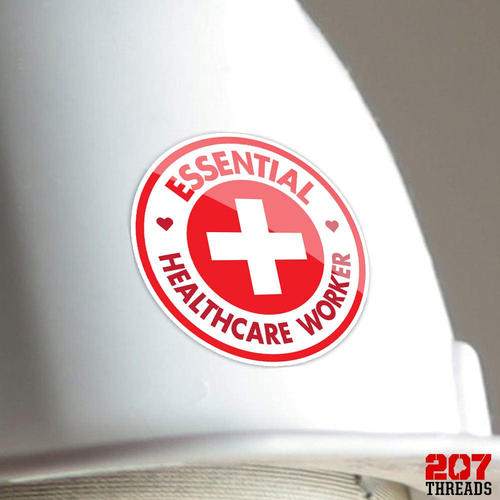 Medical Staff Essential Worker Sticker - Covid 19 Stickers - Red Cross Essential Medical Worker Personnel - Healthcare Pandemic Decals - 207 Threads