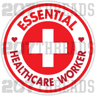 Medical Staff Essential Worker Sticker - Covid 19 Stickers - Red Cross Essential Medical Worker Personnel - Healthcare Pandemic Decals - 207 Threads
