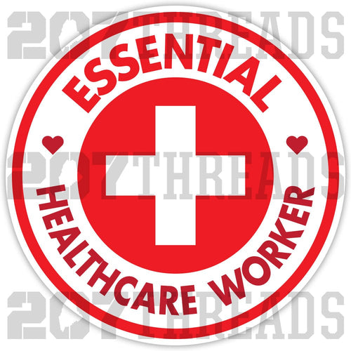 Medical Staff Essential Worker Sticker - Covid 19 Stickers - Red Cross Essential Medical Worker Personnel - Healthcare Pandemic Decals