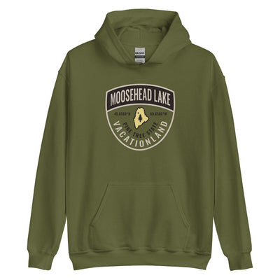 Moosehead Lake Maine Guide Badge, Warden-Style Hooded Sweatshirt (Hoodie)