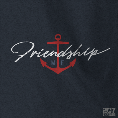 Nautical Friendship Maine Anchor Sweatshirt - Brush Script Logo Text - Heavy & Warm Unisex Hoodie - 207 Threads