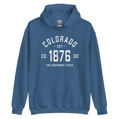 Old School Vintage Colorado Hoodie - CO Established Date 1876 Centennial State Hooded Sweatshirt