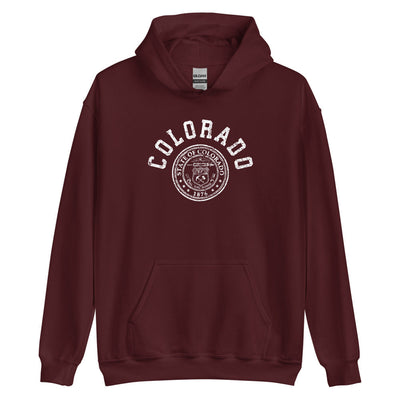 Old School Vintage Colorado State Hoodie | State Seal University Style Hooded Sweatshirt