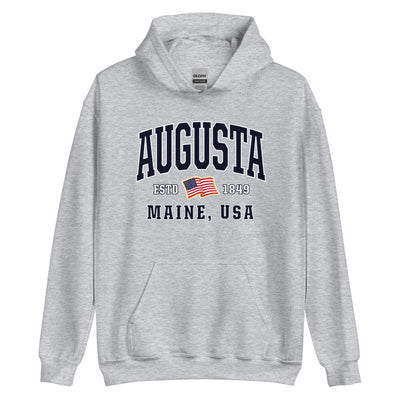 Patriotic Augusta Hoodie - USA Flag Augusta, Maine 4th of July Sweatshirt