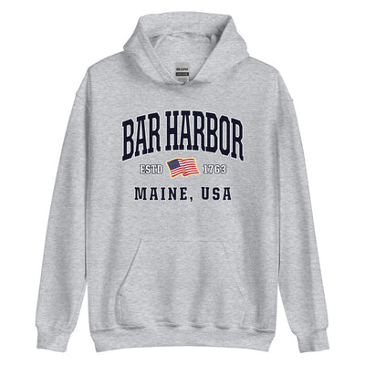Patriotic Bar Harbor Hoodie - USA Flag Bar Harbor, Maine 4th of July Sweatshirt