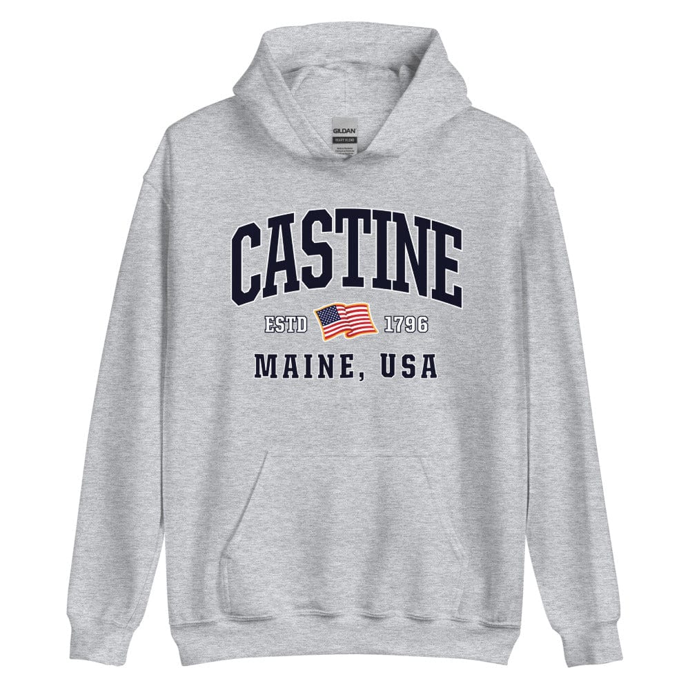 Patriotic Castine Hoodie - USA Flag Castine, Maine 4th of July Sweatshirt