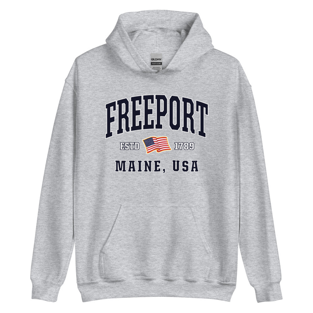 Patriotic Freeport Hoodie - USA Flag Freeport, Maine 4th of July Sweatshirt