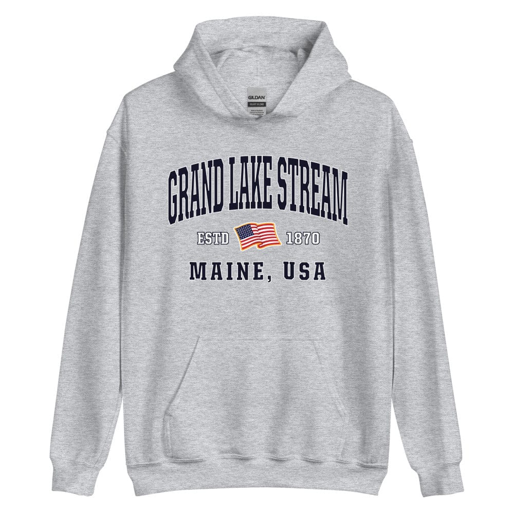 Patriotic Grand Lake Stream Hoodie - USA Flag Grand Lake Stream, Maine 4th of July Sweatshirt