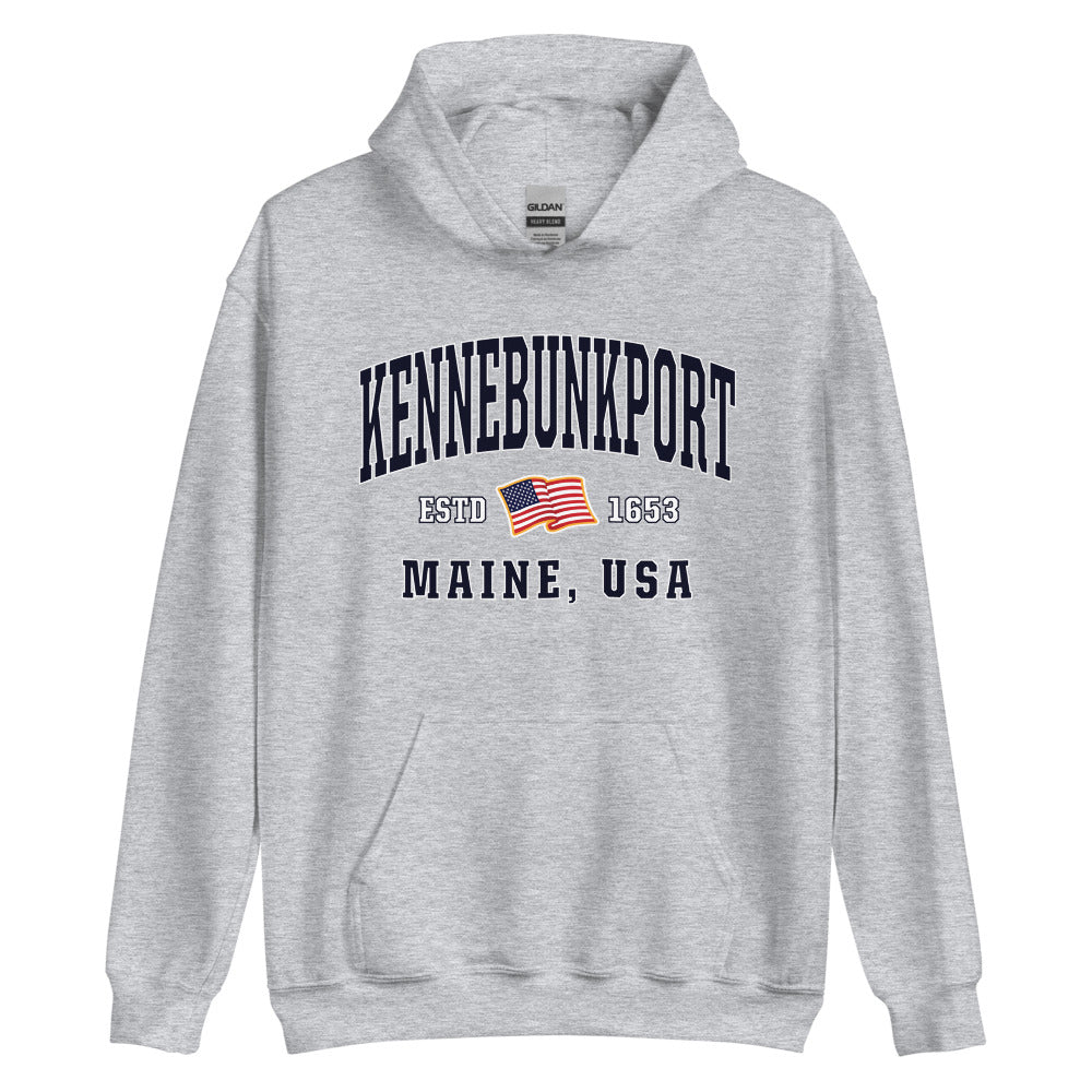 Patriotic Kennebunkport Hoodie - USA Flag Kennebunkport, Maine 4th of July Sweatshirt