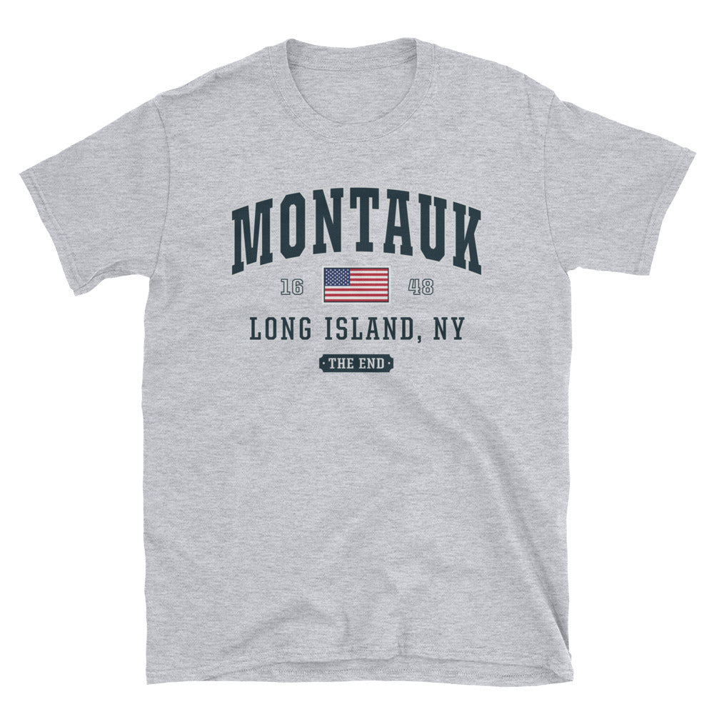 Patriotic Montauk NY New York T-Shirt - The End Montauk Shirt - America, USA Flag, 4th of July, Veteran's Soft Unisex Tee - 207 Threads