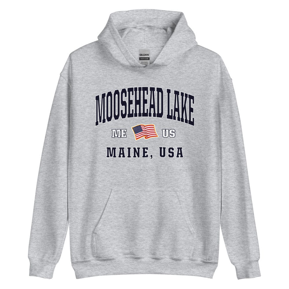 Patriotic Moosehead Lake Hoodie - USA Flag Moosehead Lake, Maine 4th of July Sweatshirt