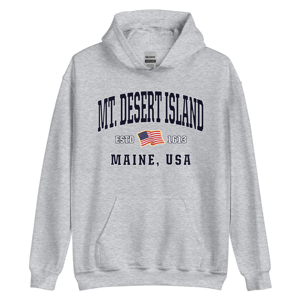 Patriotic Mount Desert Island Hoodie - USA Flag Mount Desert Island, Maine 4th of July Sweatshirt