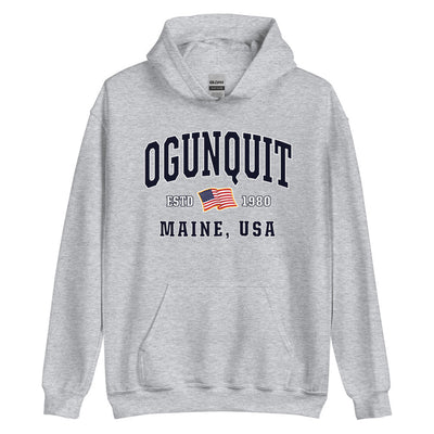 Patriotic Ogunquit Hoodie - USA Flag Ogunquit, Maine 4th of July Sweatshirt