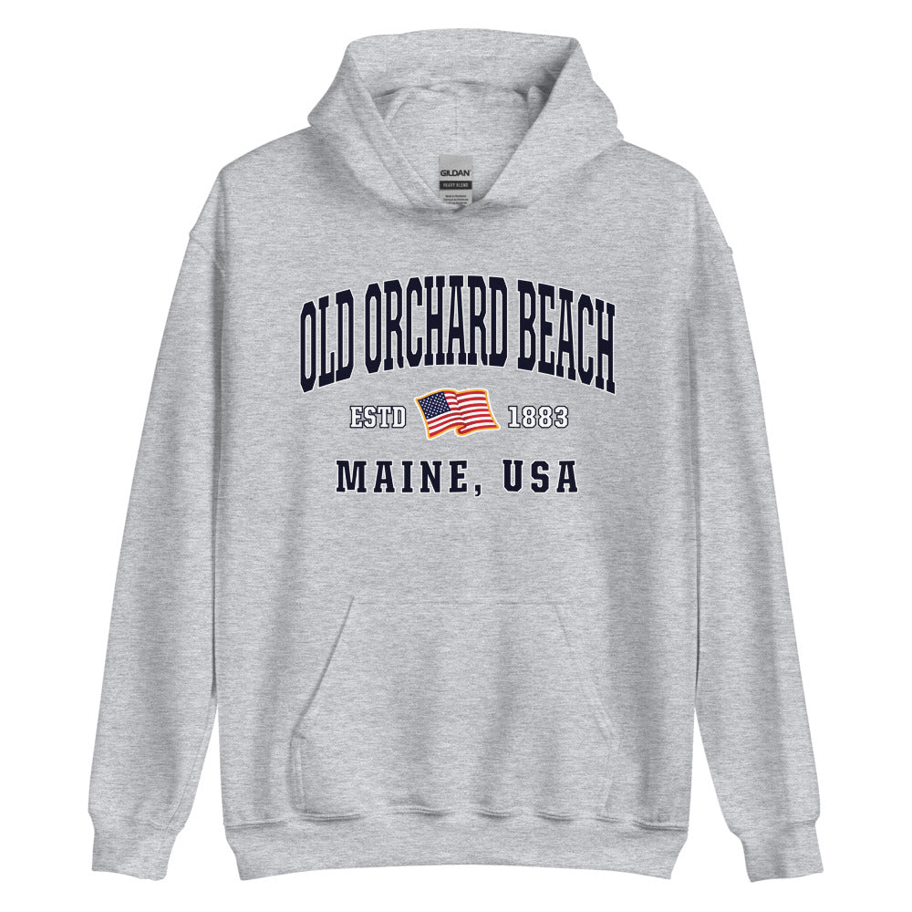 Patriotic Old Orchard Beach Hoodie - USA Flag Old Orchard Beach, Maine 4th of July Sweatshirt