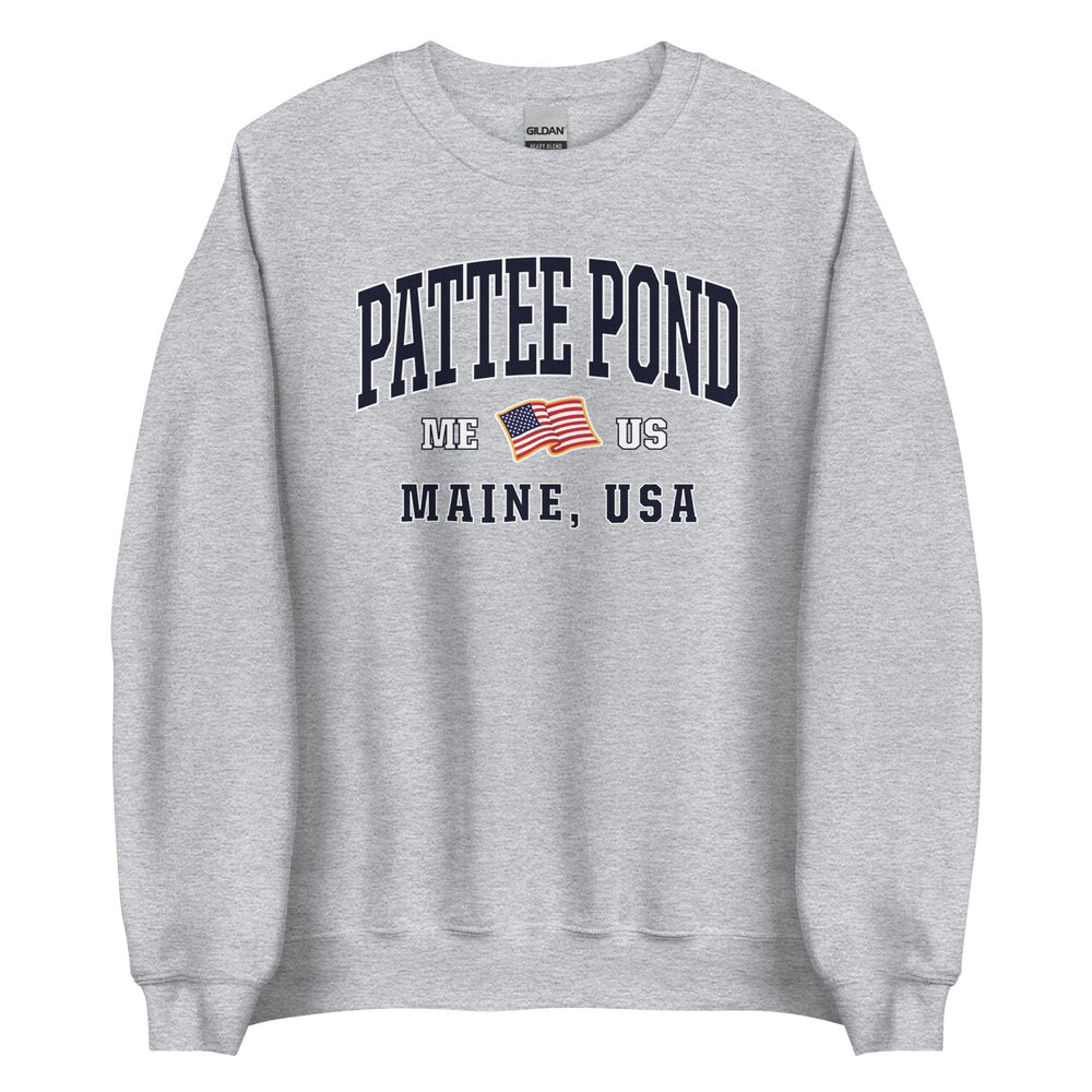 Patriotic Pattee Pond Crewneck - USA Flag Maine 4th of July Sweatshirt-207 Threads