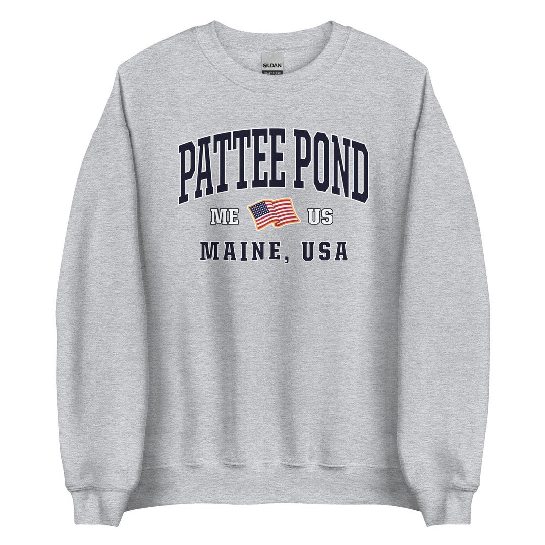 Patriotic Pattee Pond Crewneck - USA Flag Maine 4th of July Sweatshirt-207 Threads