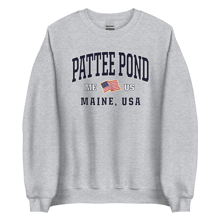 Patriotic Pattee Pond Crewneck - USA Flag Maine 4th of July Sweatshirt-207 Threads
