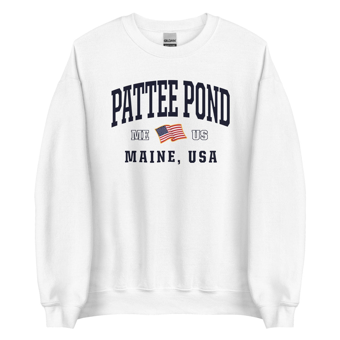 Patriotic Pattee Pond Crewneck - USA Flag Maine 4th of July Sweatshirt-207 Threads