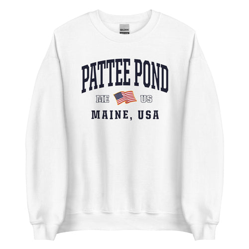 Patriotic Pattee Pond Crewneck - USA Flag Maine 4th of July Sweatshirt