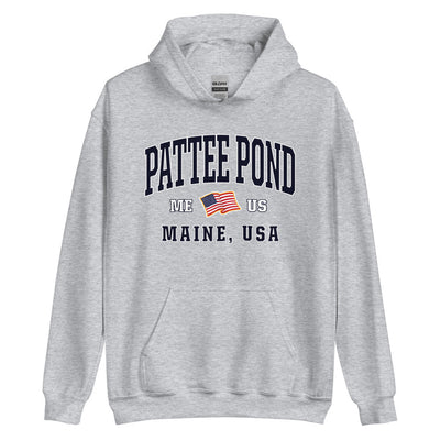 Patriotic Pattee Pond Hoodie - USA Flag Pattee Pond, Maine 4th of July Sweatshirt