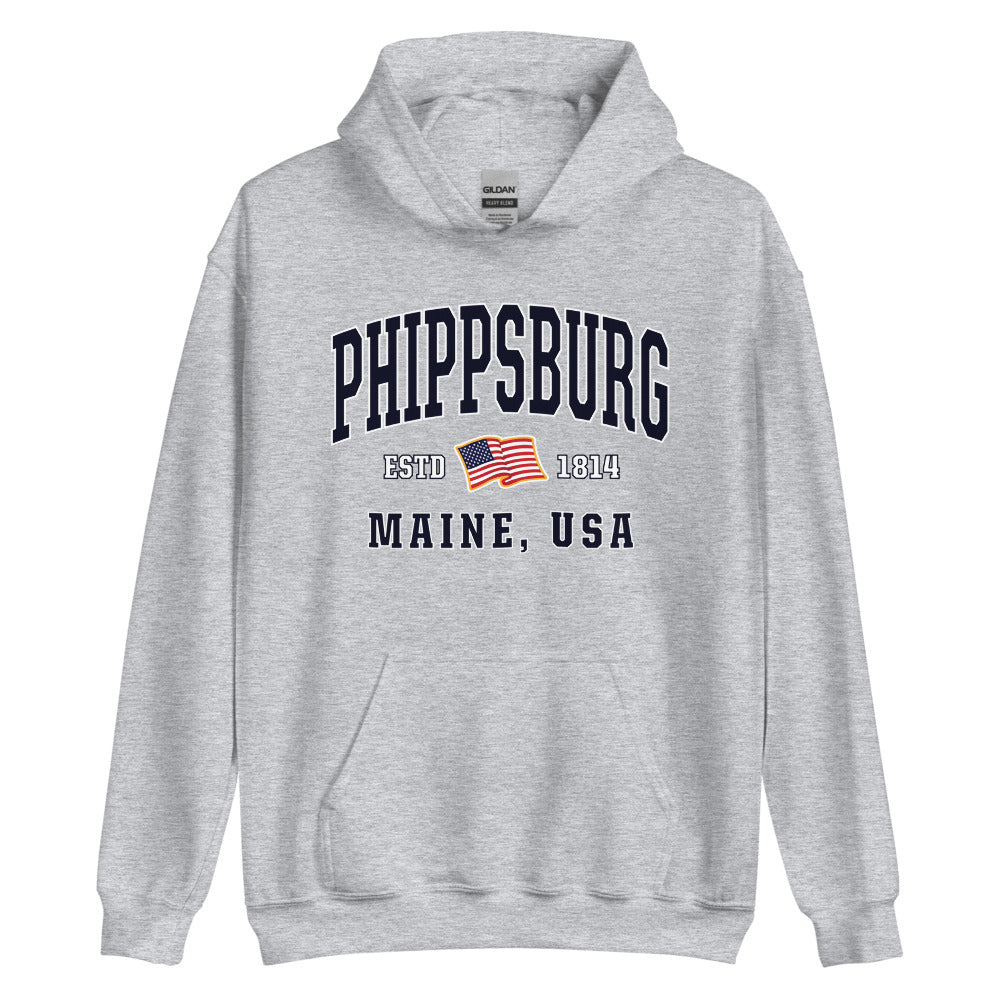 Patriotic Phippsburg Hoodie - USA Flag Phippsburg, Maine 4th of July Sweatshirt