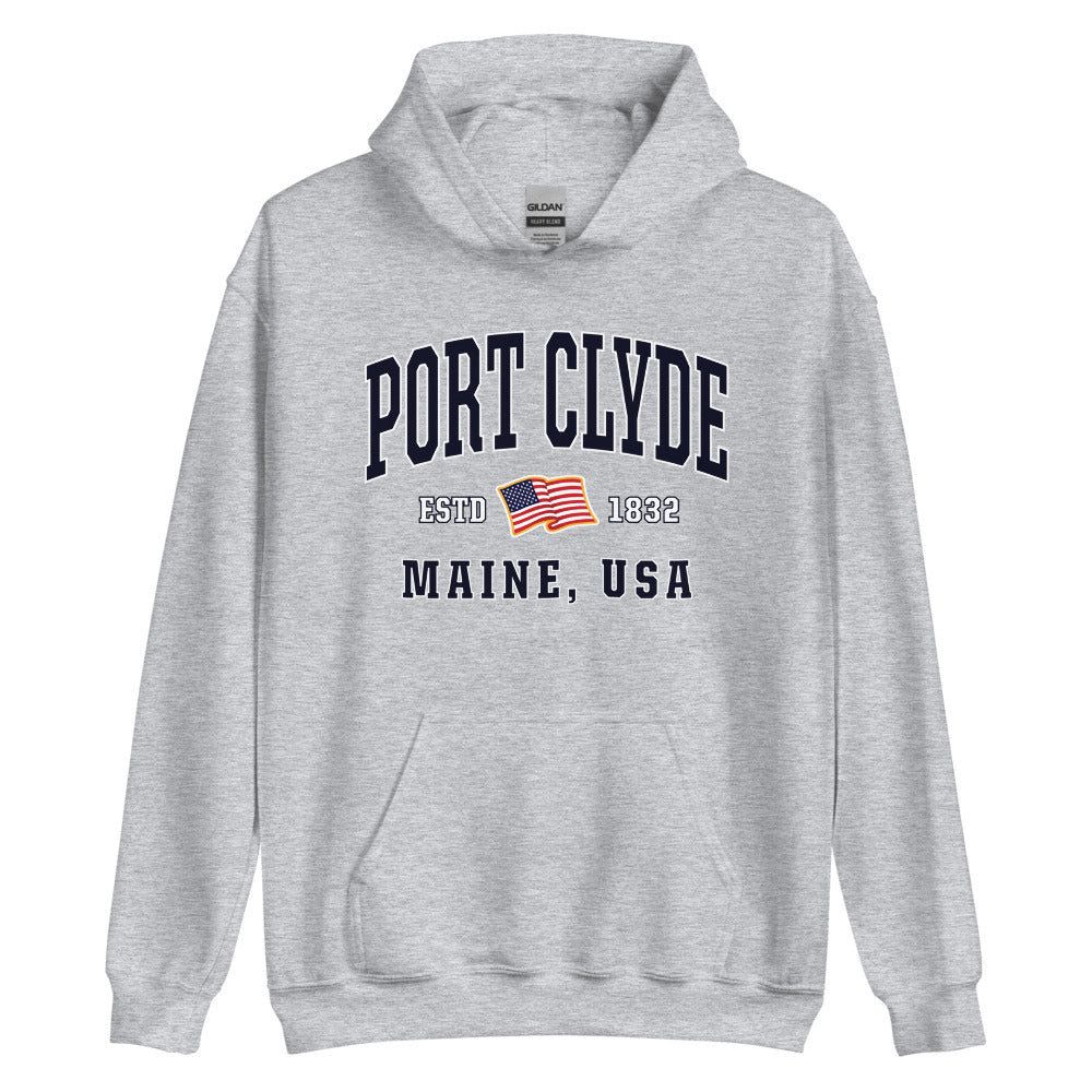 Patriotic Port Clyde Hoodie - USA Flag Port Clyde, Maine 4th of July Sweatshirt
