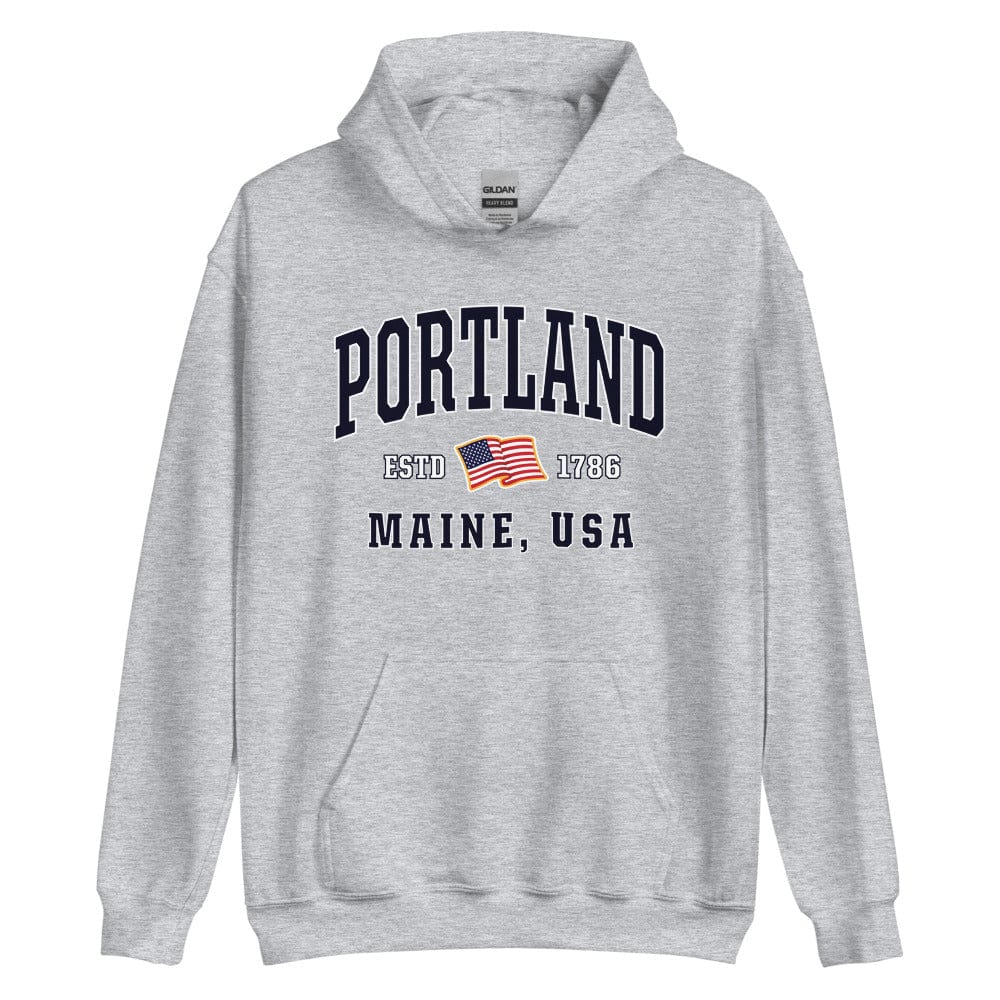 Patriotic Portland Hoodie - USA Flag Portland, Maine 4th of July Sweatshirt