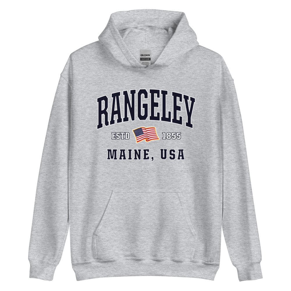 Patriotic Rangeley Hoodie - USA Flag Rangeley, Maine 4th of July Sweatshirt