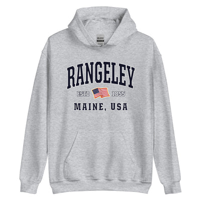 Patriotic Rangeley Hoodie - USA Flag Rangeley, Maine 4th of July Sweatshirt