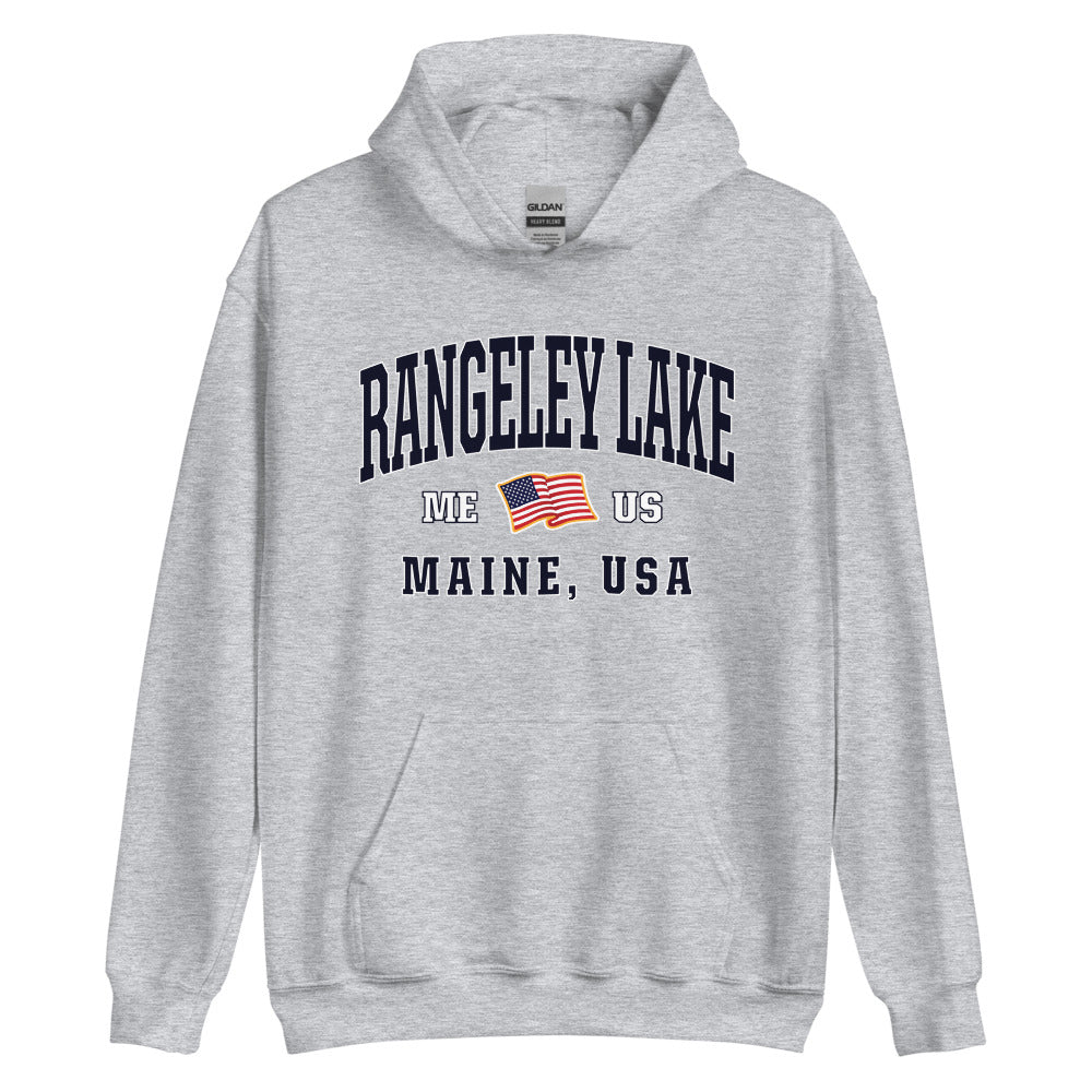 Patriotic Rangeley Lake Hoodie - USA Flag Rangeley Lake, Maine 4th of July Sweatshirt