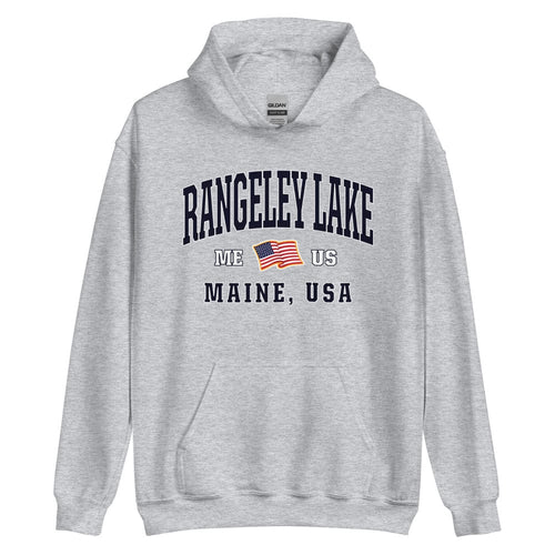 Patriotic Rangeley Lake Hoodie - USA Flag Rangeley Lake, Maine 4th of July Sweatshirt