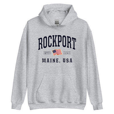 Patriotic Rockport Hoodie - USA Flag Rockport, Maine 4th of July Sweatshirt