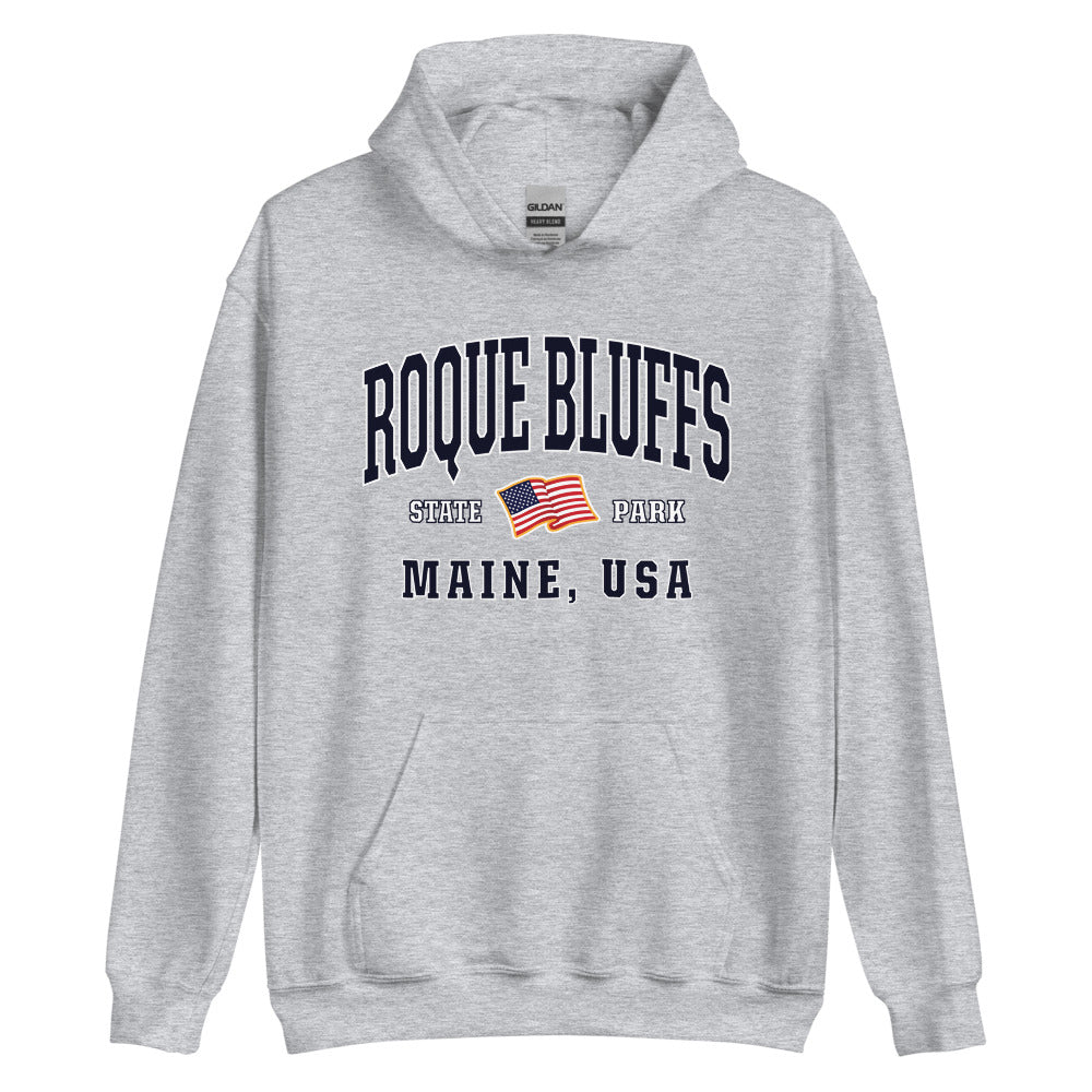 Patriotic Roque Bluffs Hoodie - USA Flag Roque Bluffs, Maine 4th of July Sweatshirt