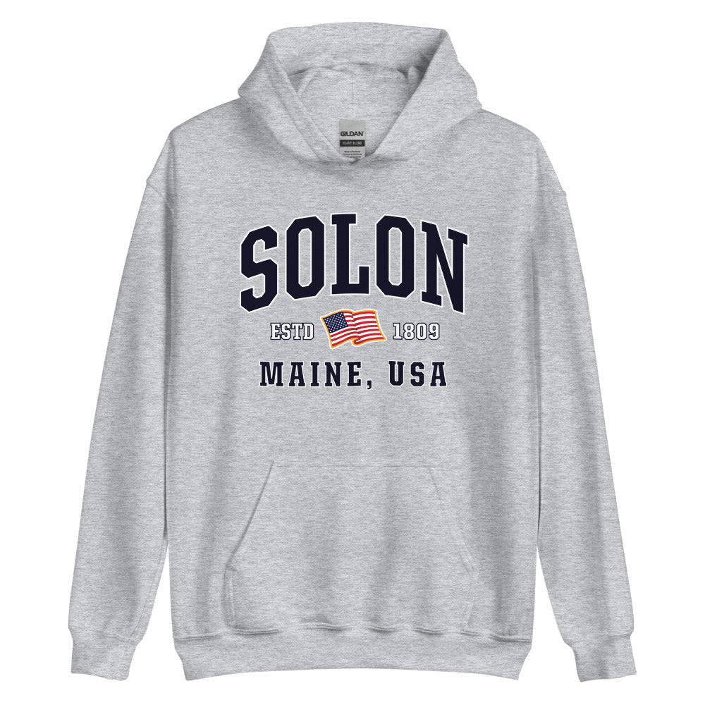 Patriotic Solon Hoodie - USA Flag Solon, Maine 4th of July Sweatshirt