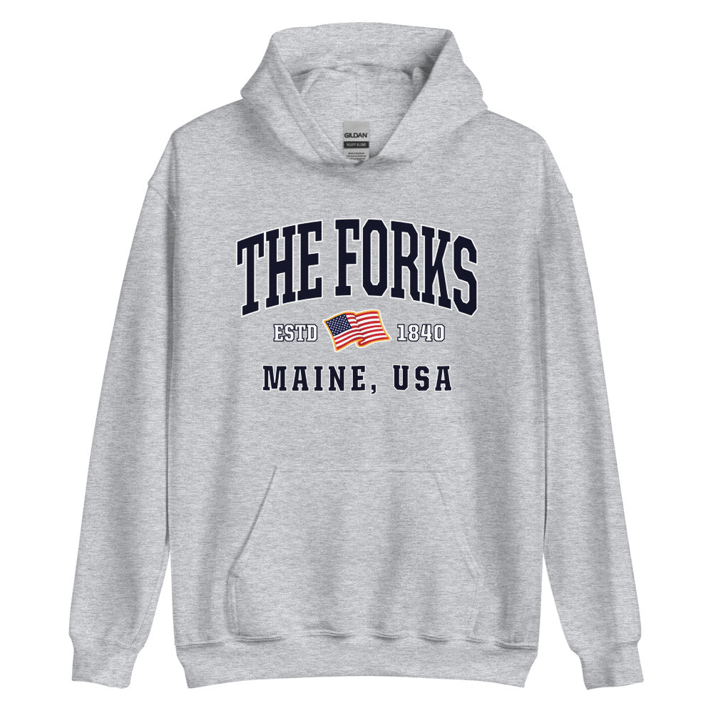 Patriotic The Forks Hoodie - USA Flag The Forks, Maine 4th of July Sweatshirt