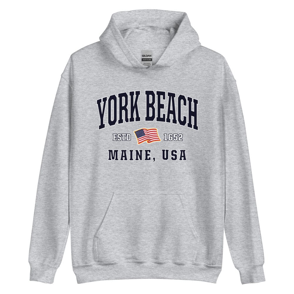Patriotic York Beach Hoodie - USA Flag York Beach, Maine 4th of July Sweatshirt
