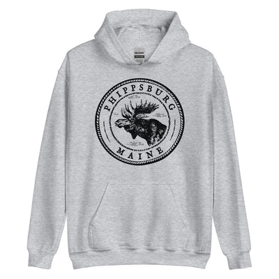 Phippsburg Moose Sweatshirt | Vintage Maine Moose Art Hoodie