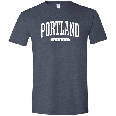Portland Maine Shirt - College University Style Arch Letters - Comfy Soft T-Shirt (Unisex Tee) - 207 Threads