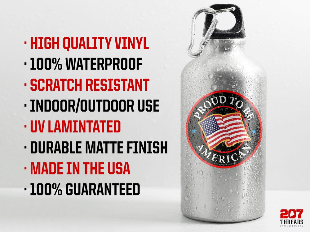 Proud To Be An American Waving American Flag Patriotic USA 1776 Stars & Stripes Red White & Blue, Patriotism 2nd Amendment Decals & Stickers