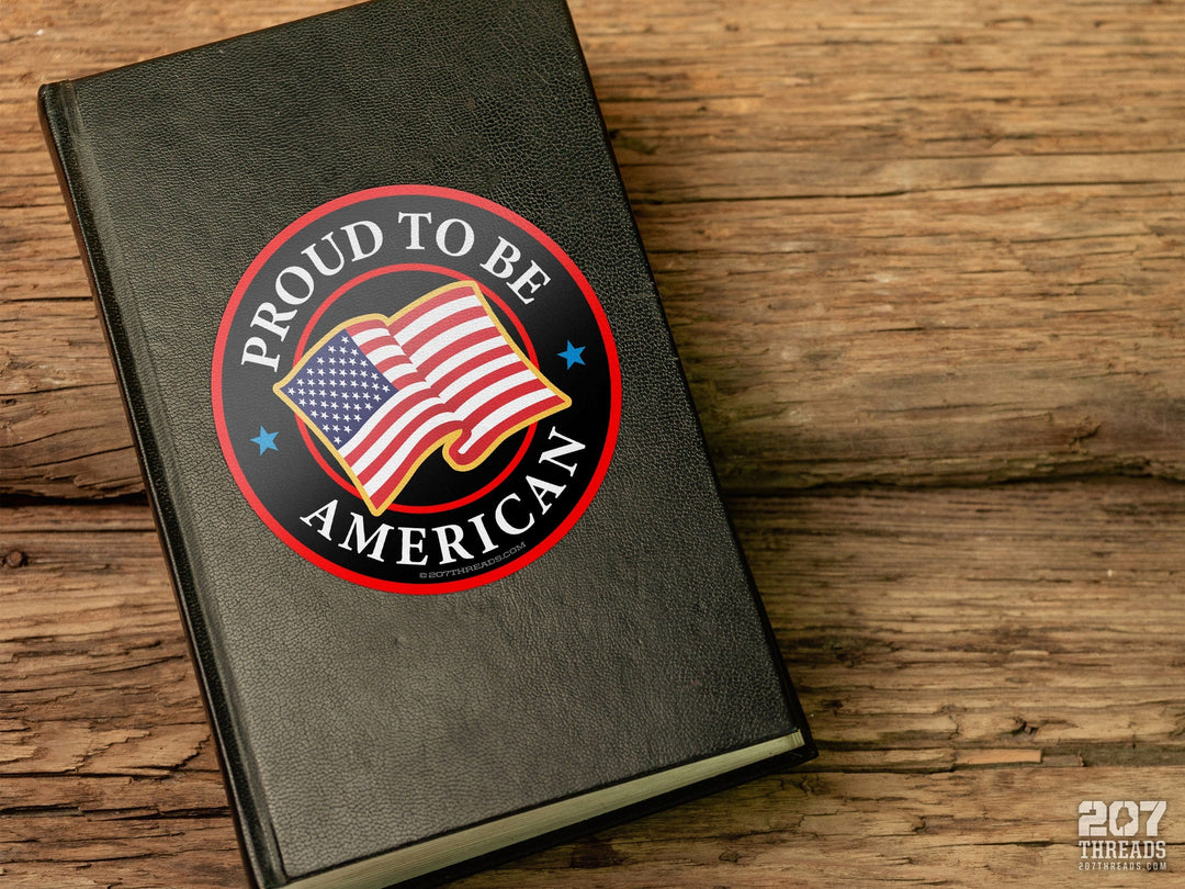 Proud To Be An American Waving American Flag Patriotic USA 1776 Stars & Stripes Red White & Blue, Patriotism 2nd Amendment Decals & Stickers