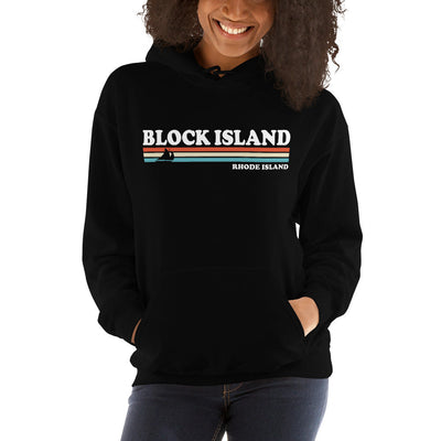 Retro Block Island Hoodie Sweatshirt | Block Island Rhode Island RI Sailboat Sailing Nautical Coastal Hooded Sweatshirt
