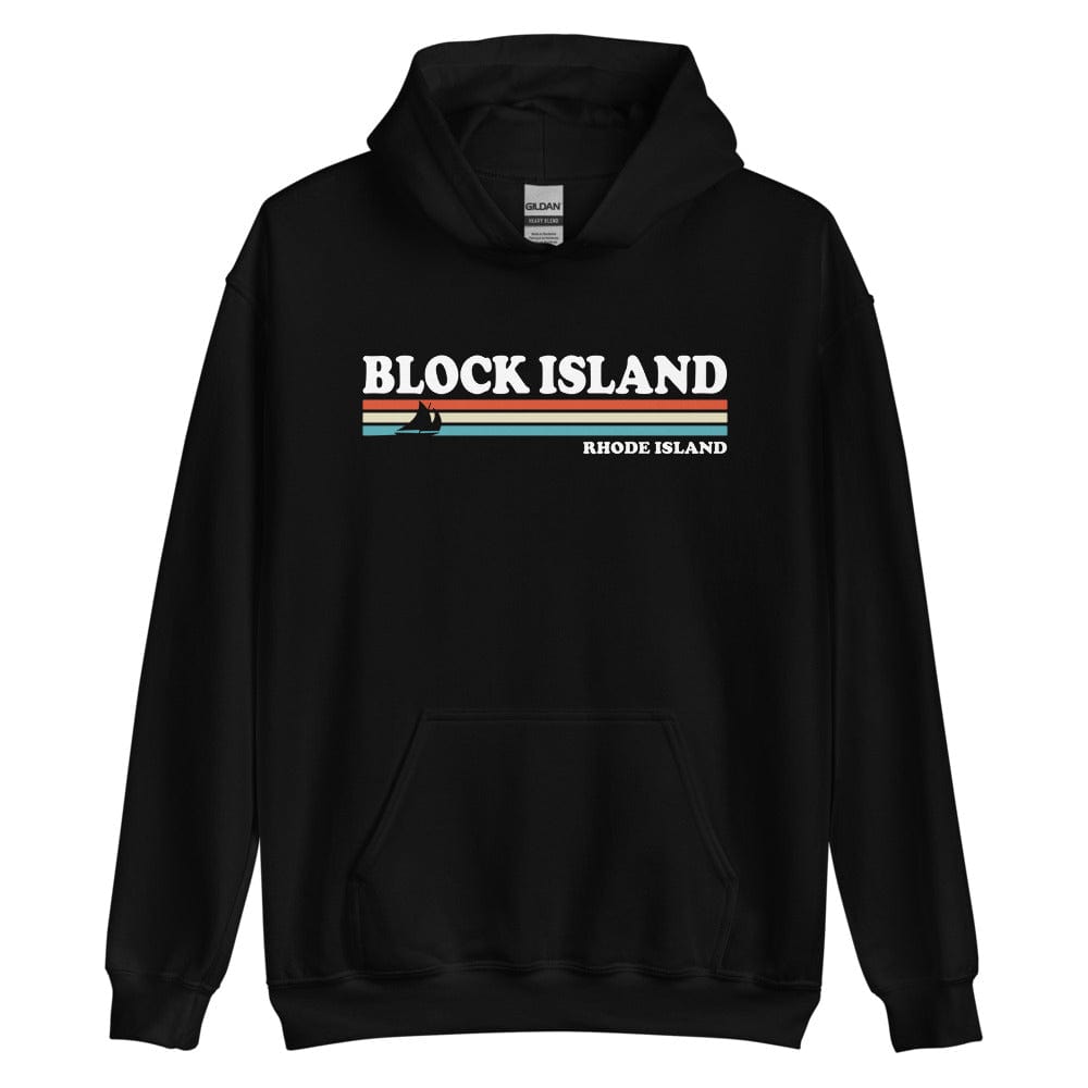 Retro Block Island Hoodie Sweatshirt | Block Island Rhode Island RI Sailboat Sailing Nautical Coastal Hooded Sweatshirt