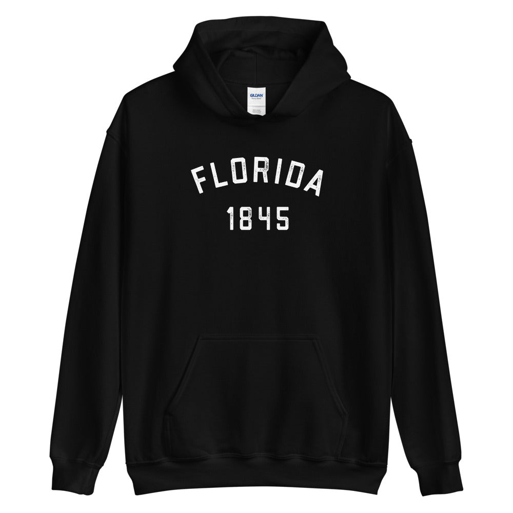 Black Retro Vintage Florida Hoodie | 1845 Florida Statehood Date Sweatshirt