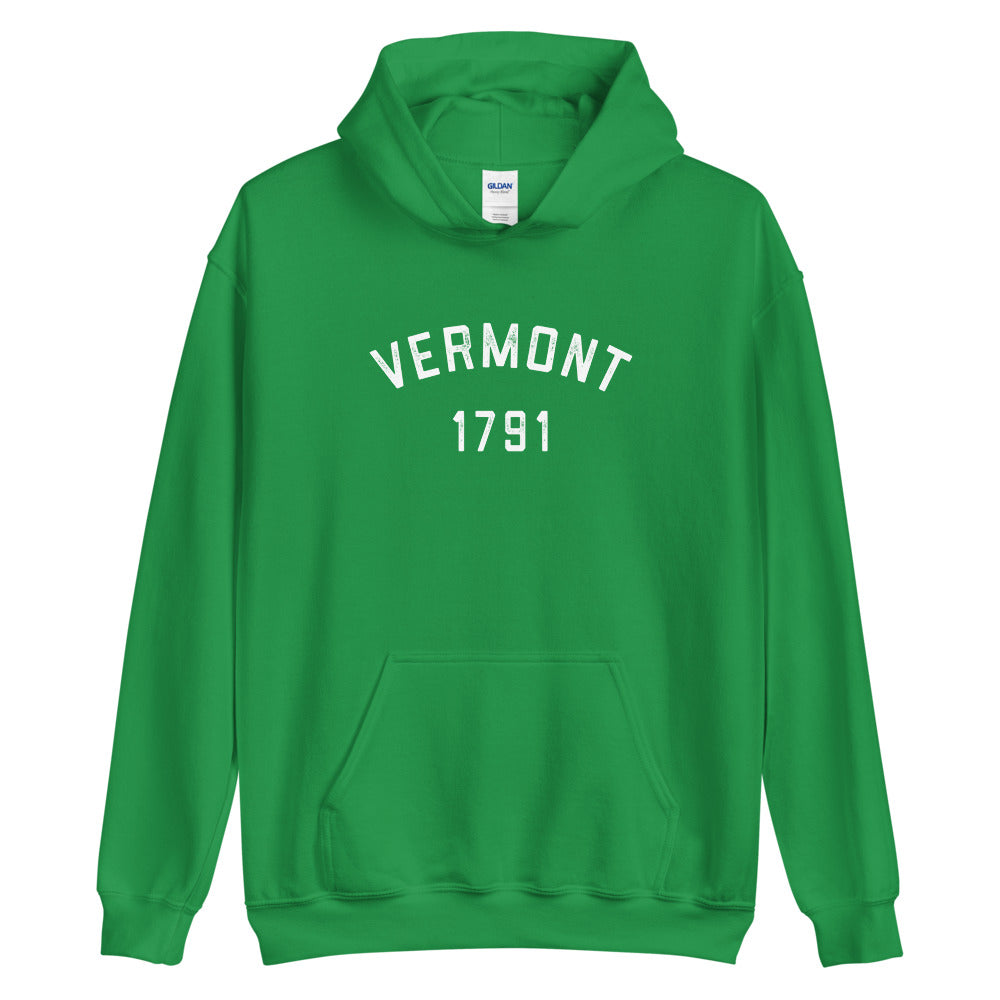 Retro Vintage Vermont Hoodie | 1791 Vermont Statehood Date Sweatshirt Green