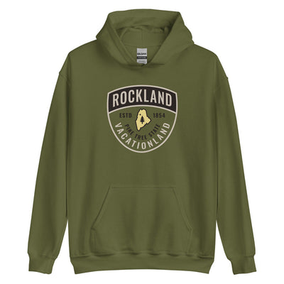 Rockland Maine Guide Badge, Warden-Style Hooded Sweatshirt (Hoodie)